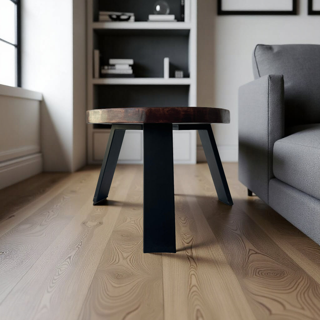 Round wooden coffee table, birch
