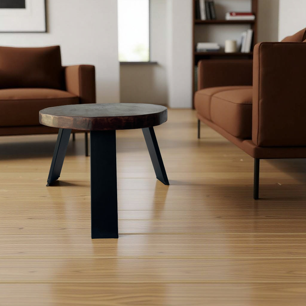 Round wooden coffee table, birch