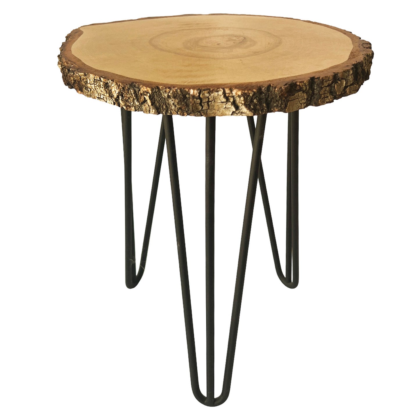 Round coffee table with natural birch bark