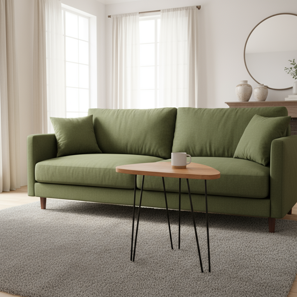 Asimetriškas medinis kavos staliukas, ažuolas