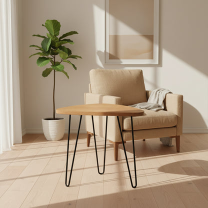 Asimetriškas medinis kavos staliukas, ažuolas