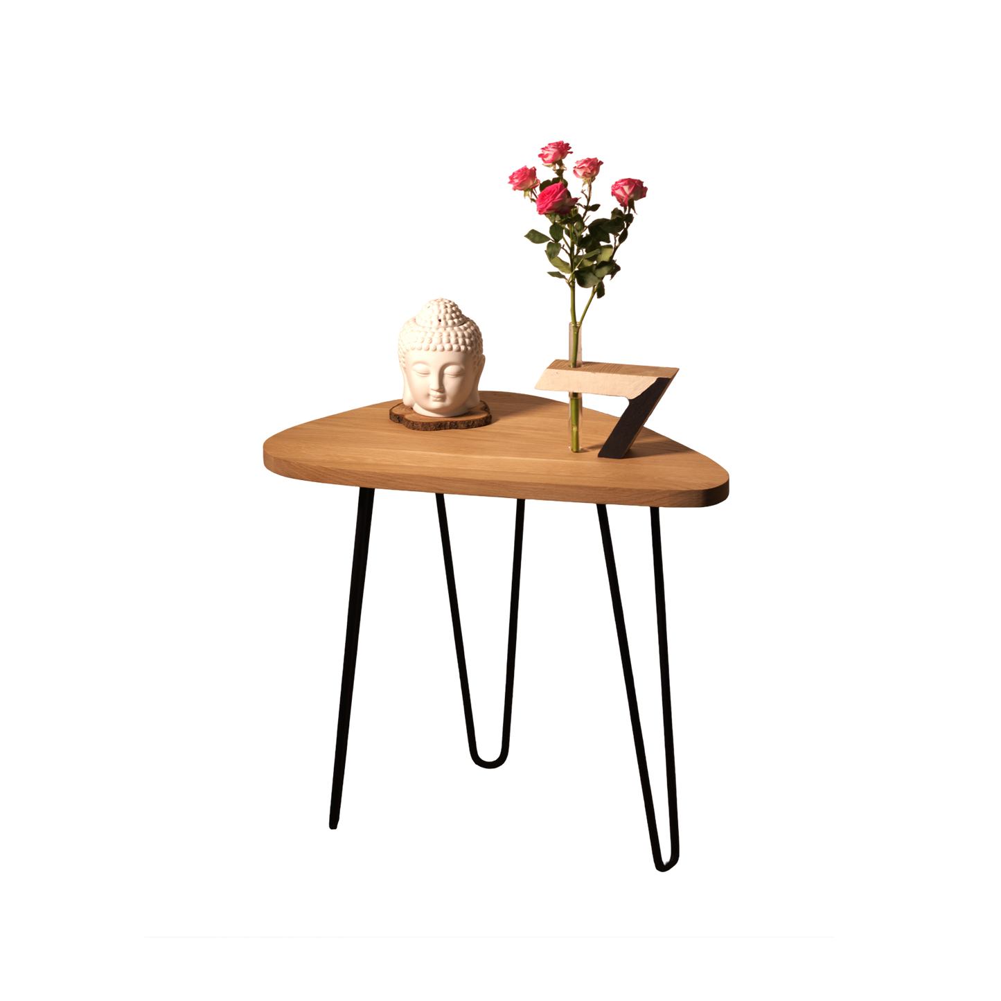 Asimetriškas medinis kavos staliukas, ažuolas