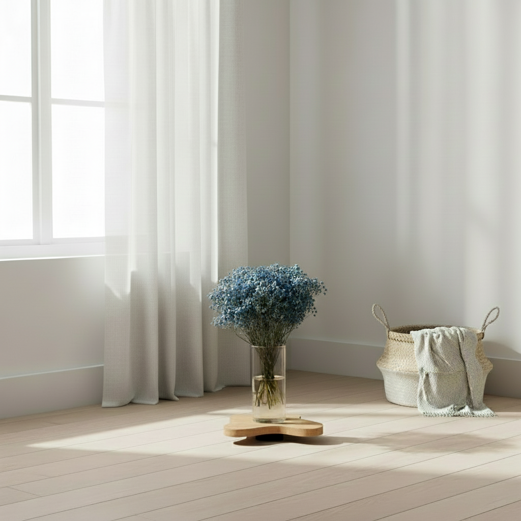 Round wooden flower stand, oak