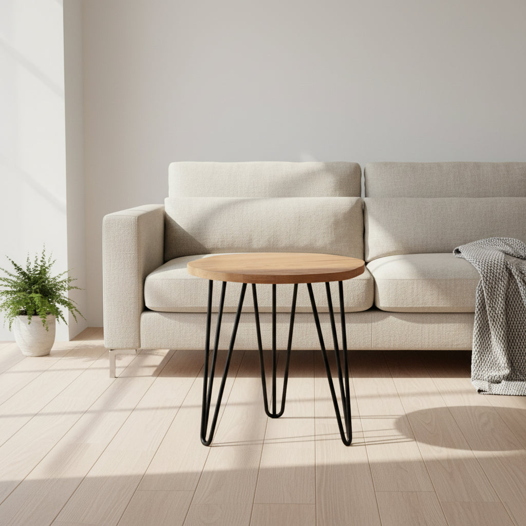 Medinis apvalus kavos staliukas, ažuolas