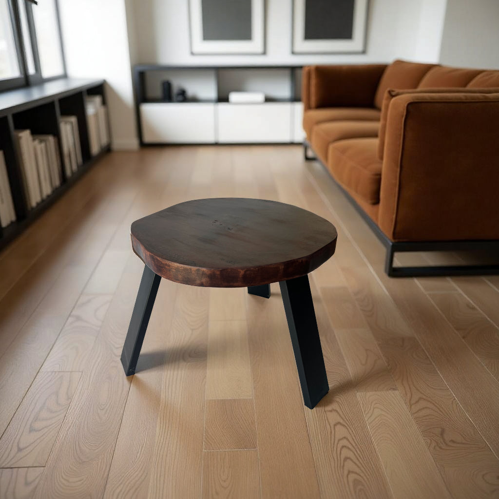 Round wooden coffee table, birch