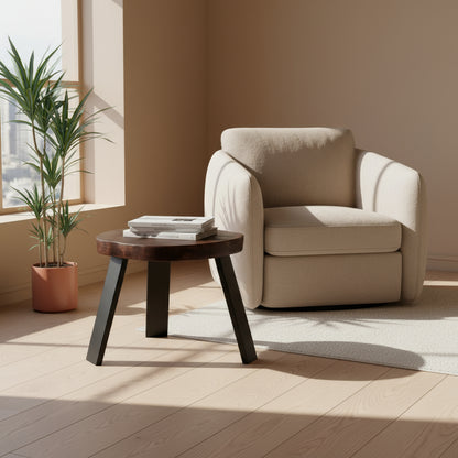 Round wooden coffee table, birch