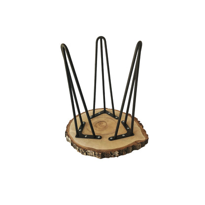 Round coffee table with natural birch bark
